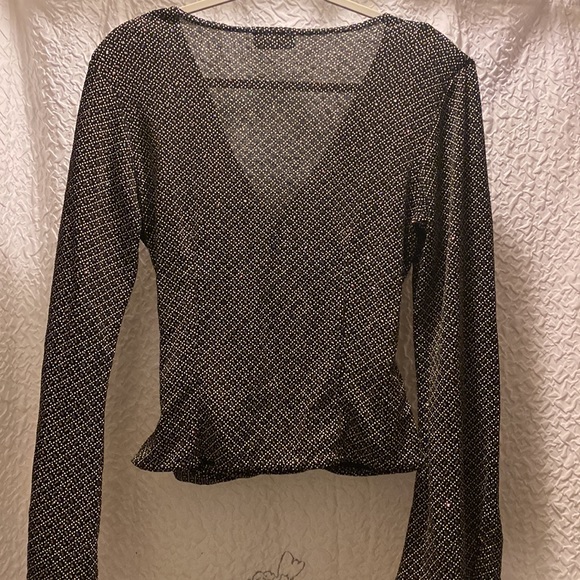 Metaphor glitter faux wrap blouse with bell sleeves - Picture 4 of 4
